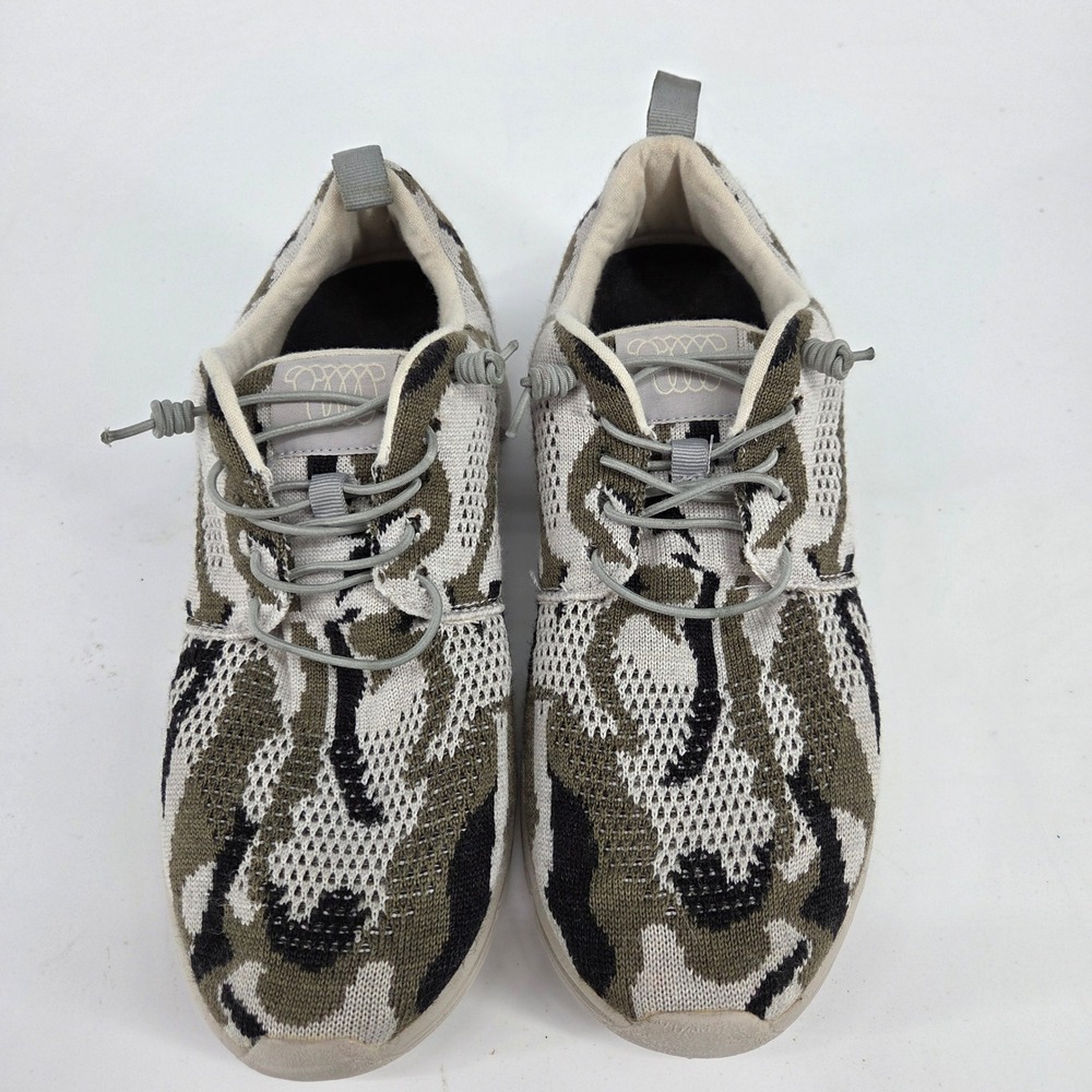 Woolloomooloo Belmont Camo Knit Walking Sneakers Green Merrino Wool Womens 7.5